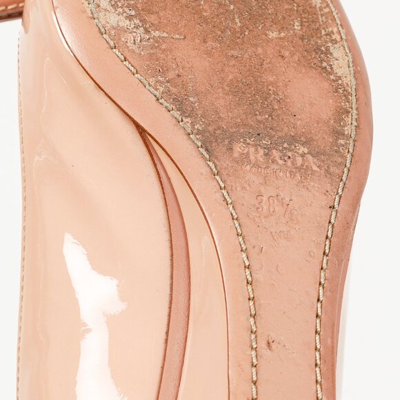 Prada Blush Vernice Bow Pointed-Toe Wedges - Picture 5 of 9